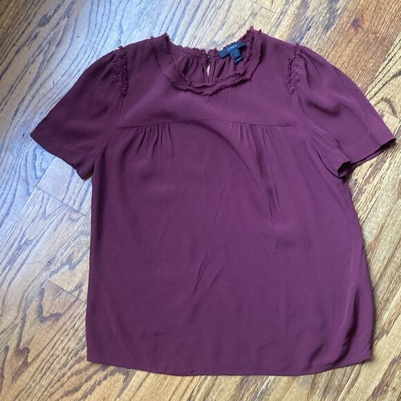 J Crew Black Label Rayon Short Sleeve Blouse Size 2 - Picture 9 of 11